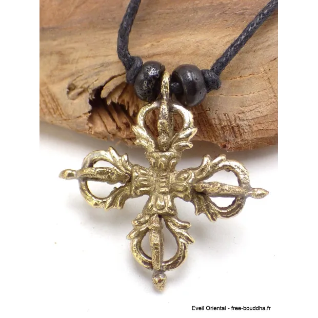 Collier tibétain double Dordjé tibétain en laiton - Colliers tibétains et népalais