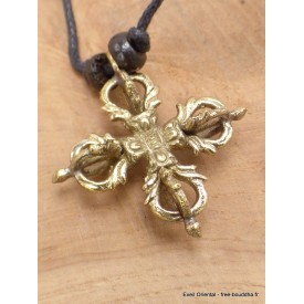 Collier tibétain double Dordjé tibétain en laiton Colliers tibétains et népalais ref27