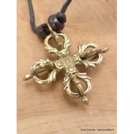 Collier tibétain double Dordjé tibétain en laiton - Colliers tibétains et népalais