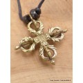 Collier tibétain double Dordjé tibétain en laiton Colliers tibétains et népalais ref27