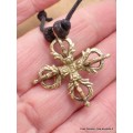 Collier tibétain double Dordjé tibétain en laiton Colliers tibétains et népalais ref27