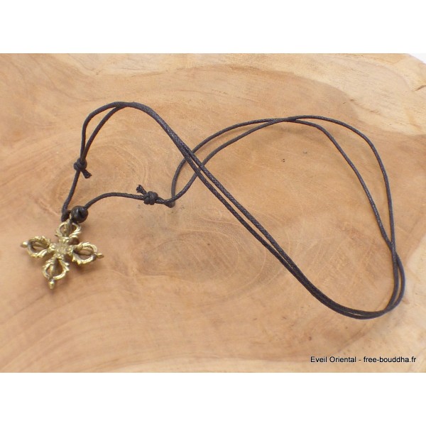 Collier tibétain double Dordjé tibétain en laiton Colliers tibétains et népalais ref27