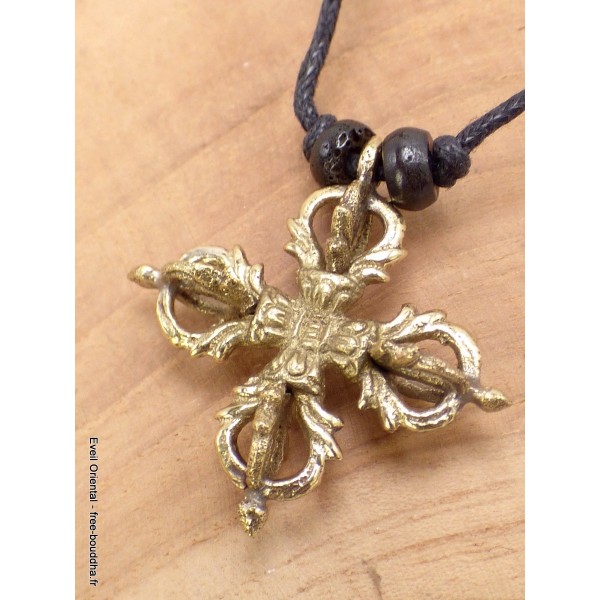 Collier tibétain double Dordjé tibétain en laiton Colliers tibétains et népalais ref27