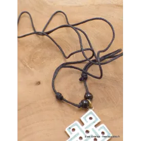 Collier tibétain pendentif Noeud sans fin turquoise - Colliers tibétains et népalais