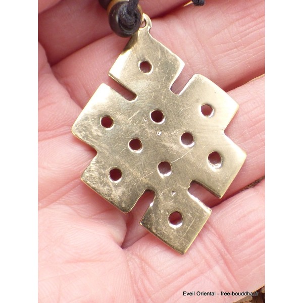 Collier tibétain pendentif Noeud sans fin turquoise Pendentifs tibétains bouddhistes ref 3700
