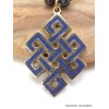 Collier tibétain pendentif Noeud sans fin bleu lapis Bijoux tibetains bouddhistes ref 3701