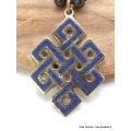 Collier tibétain pendentif Noeud sans fin bleu lapis - Colliers tibétains et népalais