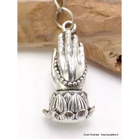 Porte-clé tibétain amulette mains jointes - Amulette bouddhiste, porte-clé
