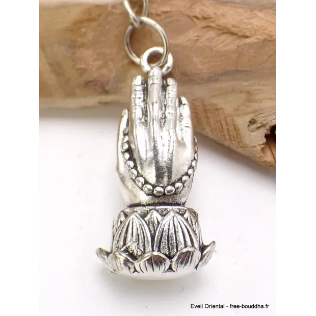 Porte-clé tibétain amulette mains jointes - Amulette bouddhiste, porte-clé