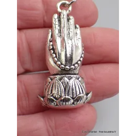 Porte-clé tibétain amulette mains jointes - Amulette bouddhiste, porte-clé
