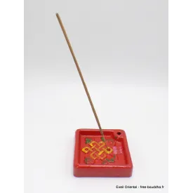 Porte encens tibétain Noeud infini terre cuite - Porte-encens tibétains