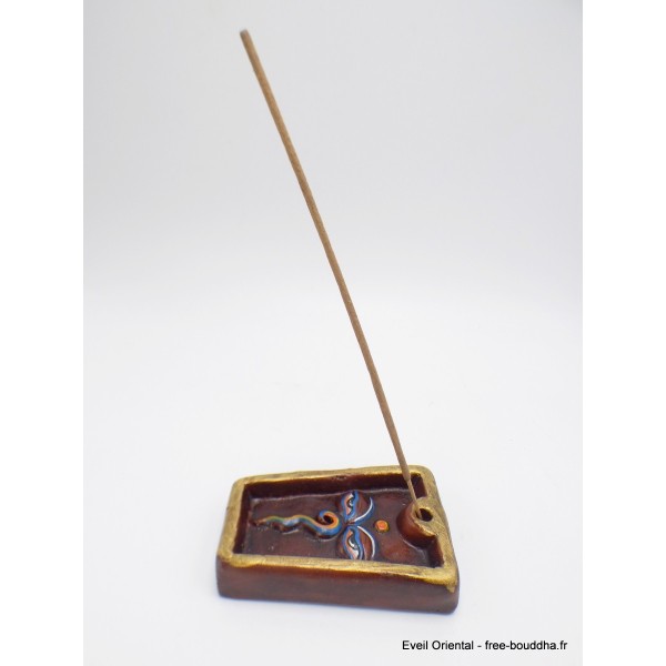 Porte encens tibétain Yeux de Bouddha terre cuite Brûleurs et porte-encens PET57
