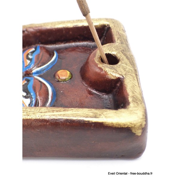 Porte encens tibétain Yeux de Bouddha terre cuite Brûleurs et porte-encens PET57