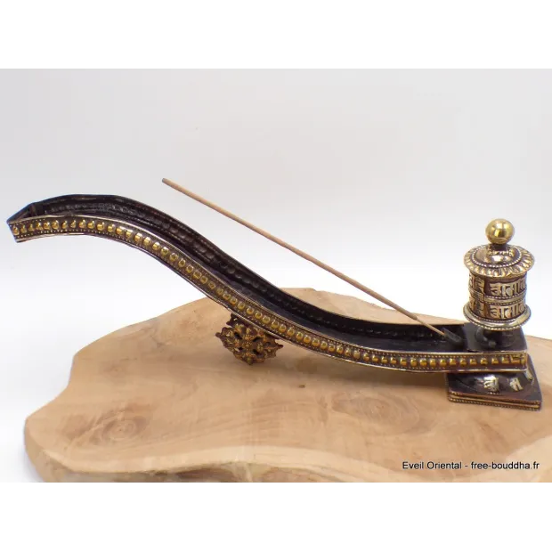 Original Porte encens tibétain avec moulin à prières - Porte-encens tibétains