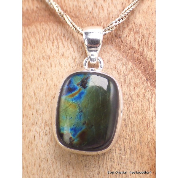 Pendentif Labradorite Spectrolite verte et bleue Bijoux en Labradorite Spectrolite PU69.8