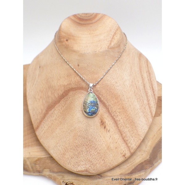 Pendentif Azurite naturelle forme goutte Bijoux en Azurite LAM40.1