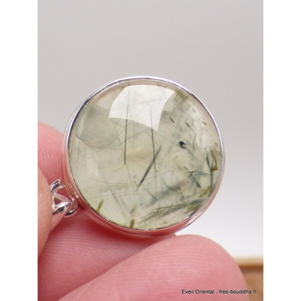 Pendentif Quartz Rutile noir sur Préhnite Bijoux en Préhnite LAM49