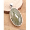 Pendentif Quartz Rutile noir sur Préhnite oval Bijoux en Préhnite LAM49.1