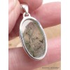 Pendentif Quartz Rutile noir sur Préhnite oval Bijoux en Préhnite LAM49.1