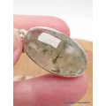 Pendentif Quartz Rutile noir sur Préhnite oval - Pendentifs pierres naturelles