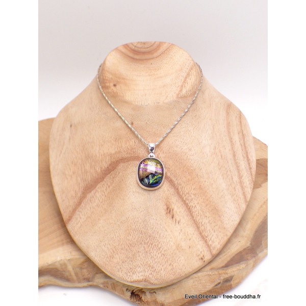 Bijou pendentif Verre Dichroïque cuivre rose Bijoux en Verre Dichroïque LAM52.2