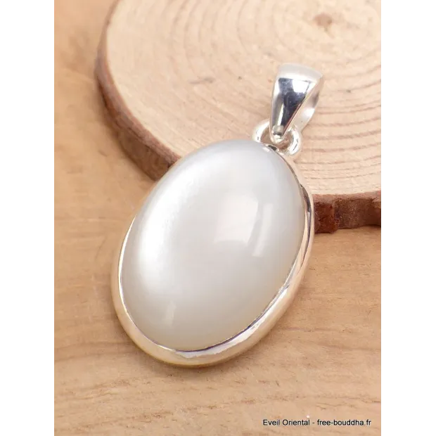 Pendentif Pierre naturelle Pierre de Lune blanche du Sri Lanka - Pendentifs pierres naturelles