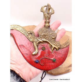 Kartika tibétain (drigug) laiton serti de corail Kartika Tibétain Bouddhiste KD5