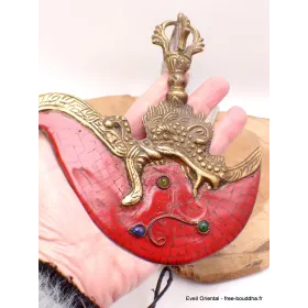 Kartika tibétain (drigug) laiton serti de corail - Kartika Tibétain Bouddhiste