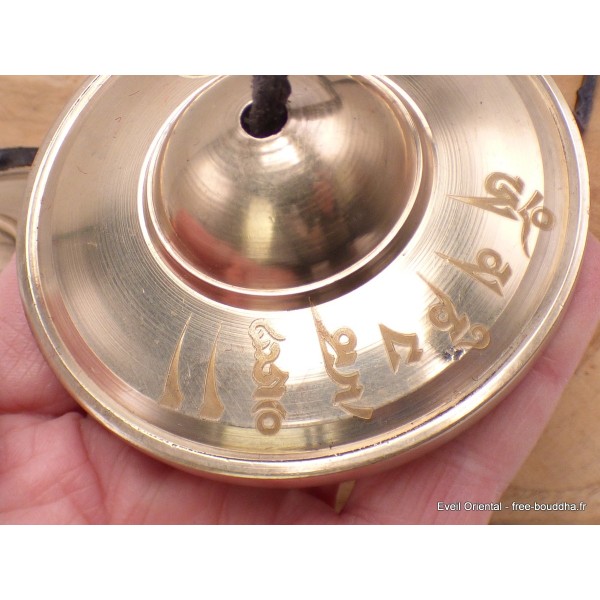 Tingshas tibétaines Full Moon 8 cm Tingsha tibétaine cymbales TINFM1