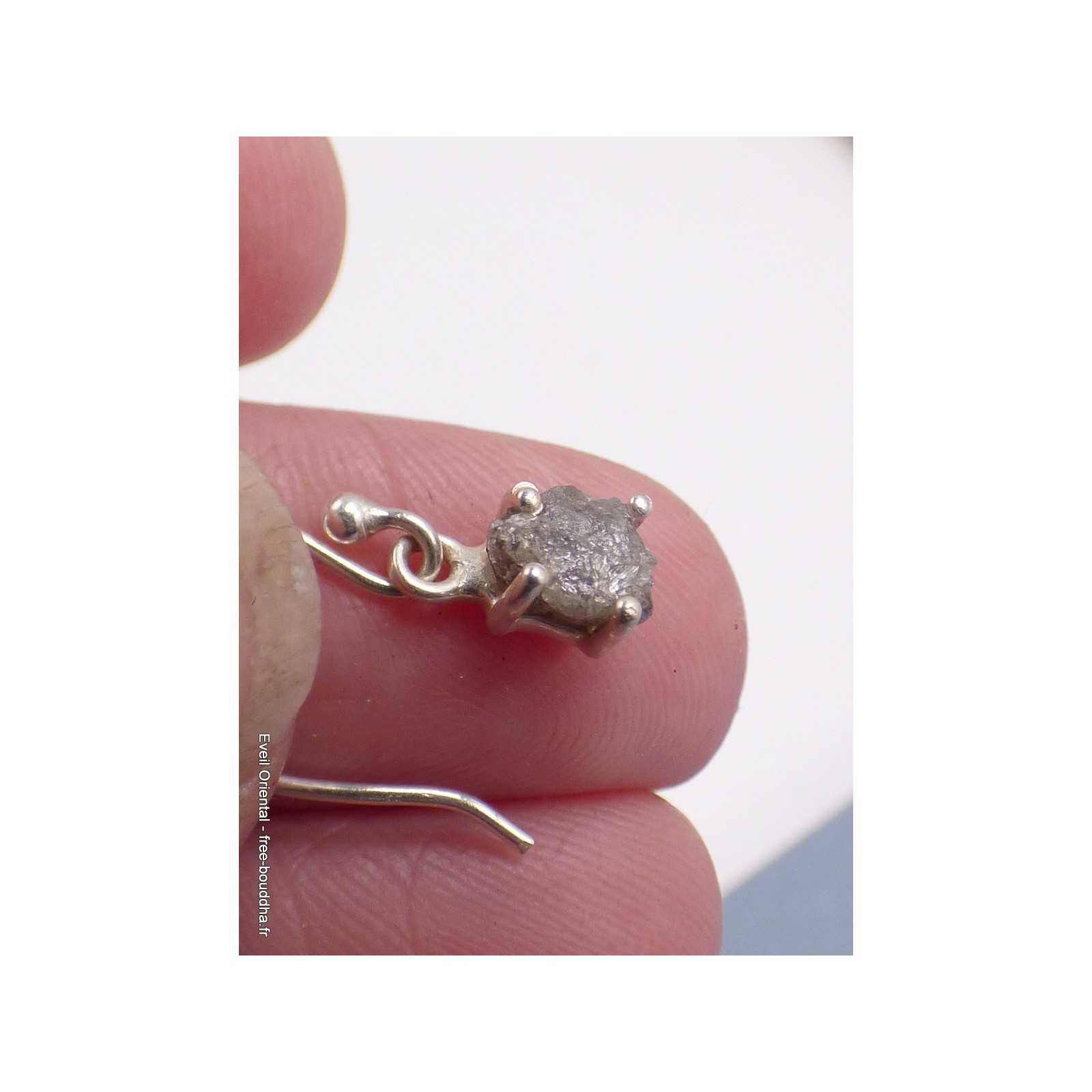 Boucles D’oreilles Diamants Bruts Bleus/verts – 1,80 Ct Argent 925 – Naturel Non Taillé