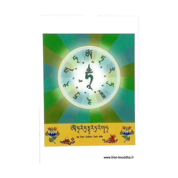 Carte postale mantra de Tara Verte-ae Cartes postales bouddhistes CPB18