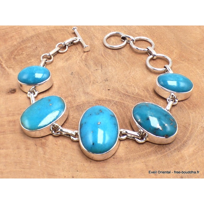 Gros bracelet Turquoise avec pyrite Bijoux en Turquoise LAM66.2