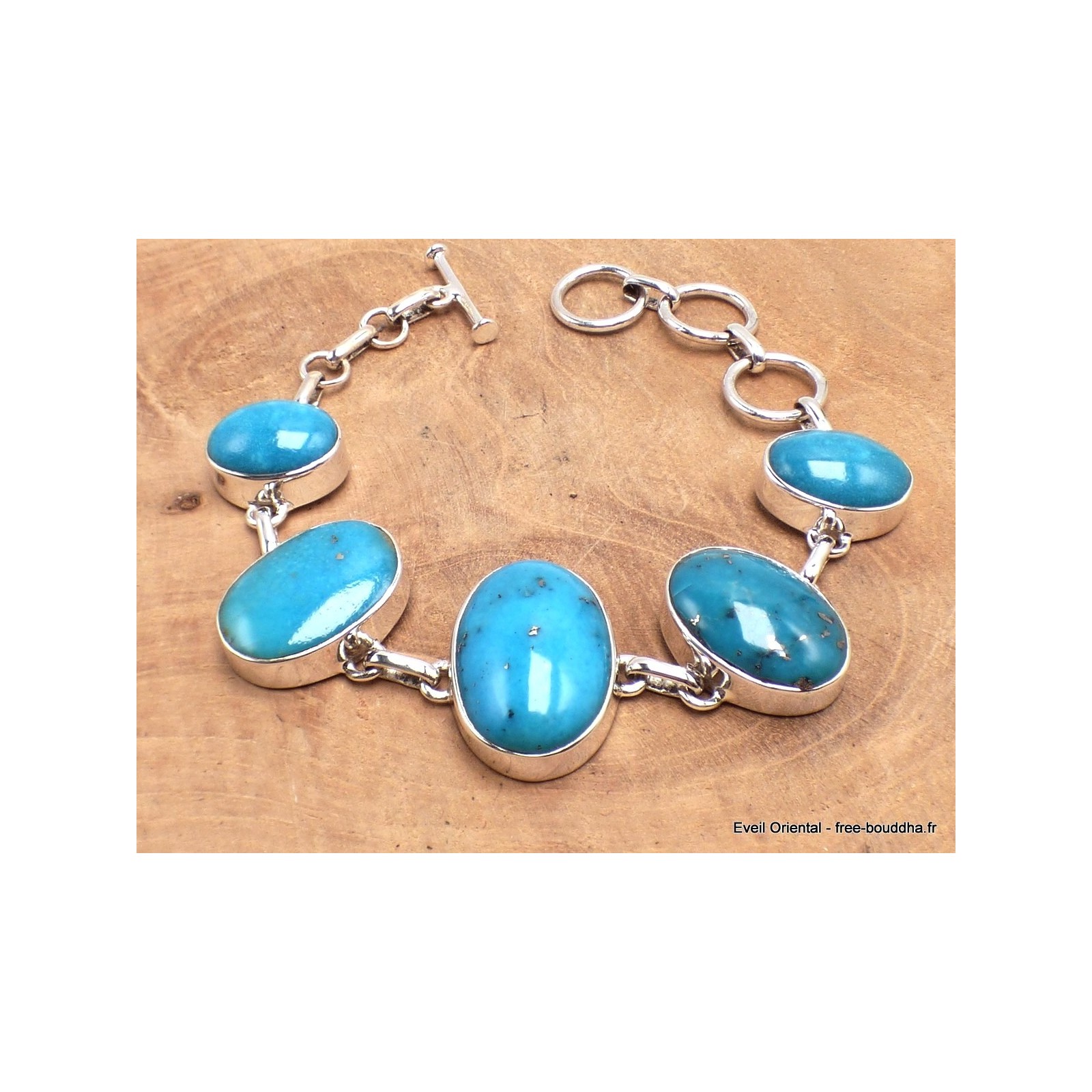 Bracelet Perles De Howlite Turquoise 6mm Avec Charme Bouddha Argenté - Apaisement, Sommeil - Neuf