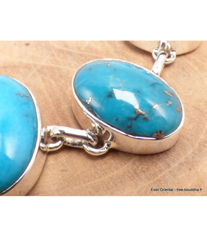 Gros bracelet Turquoise avec pyrite Bijoux en Turquoise LAM66.2