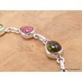 Bracelet Tourmaline rose et verte forme poire Bijoux en Tourmaline Rose LAM66.8