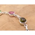 Bracelet Tourmaline rose et verte forme poire - Bijoux en Tourmaline Rose