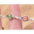 Bracelet Tourmaline rose et verte forme poire Bijoux en Tourmaline Rose LAM66.8