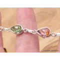 Bracelet Tourmaline rose et verte forme poire - Bijoux en Tourmaline Rose