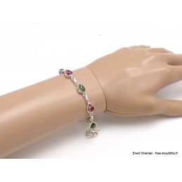 Bracelet Tourmaline rose et verte forme poire Bijoux en Tourmaline Rose LAM66.8