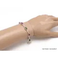 Bracelet Tourmaline rose et verte forme poire - Bijoux en Tourmaline Rose