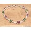 Bracelet Tourmaline rose et verte forme rectangulaire Bijoux en Tourmaline Rose LAM66.10