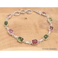 Bracelet Tourmaline rose et verte forme rectangulaire - Bijoux en Tourmaline Rose