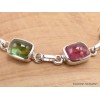 Bracelet Tourmaline rose et verte forme rectangulaire Bijoux en Tourmaline Rose LAM66.10