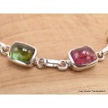 Bracelet Tourmaline rose et verte forme rectangulaire Bijoux en Tourmaline Rose LAM66.10
