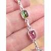 Bracelet Tourmaline rose et verte forme rectangulaire Bijoux en Tourmaline Rose LAM66.10
