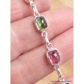 Bracelet Tourmaline rose et verte forme rectangulaire Bijoux en Tourmaline Rose LAM66.10