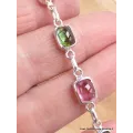 Bracelet Tourmaline rose et verte forme rectangulaire - Bijoux en Tourmaline Rose
