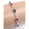 Bracelet Tourmaline rose et verte forme rectangulaire - Bijoux en Tourmaline Rose