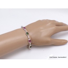 Bracelet Tourmaline rose et verte forme rectangulaire Bijoux en Tourmaline Rose LAM66.10