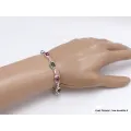 Bracelet Tourmaline rose et verte forme rectangulaire - Bijoux en Tourmaline Rose